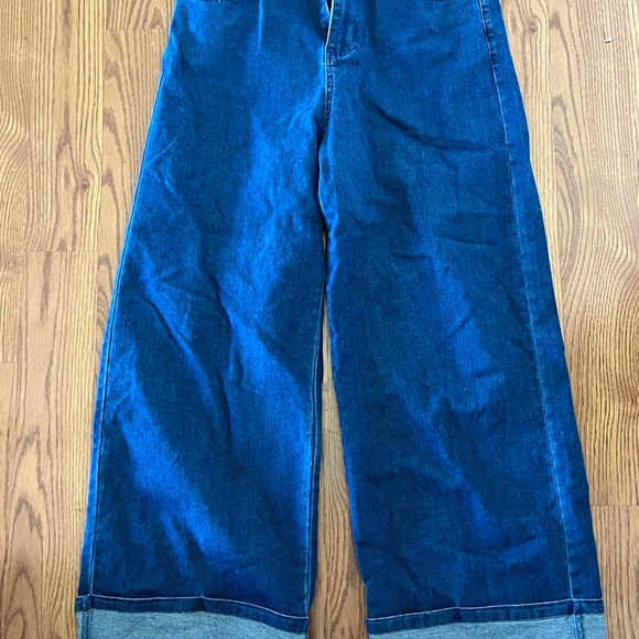 entro Denim - Entro Women's Wide Leg Flare Jeans - Dark Blue